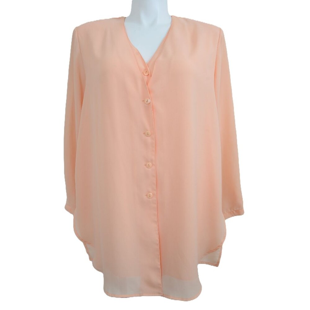 Apart Women Plus Size 1X Double Lined Shirt Buttons Soft Flowy Feminine Blouse